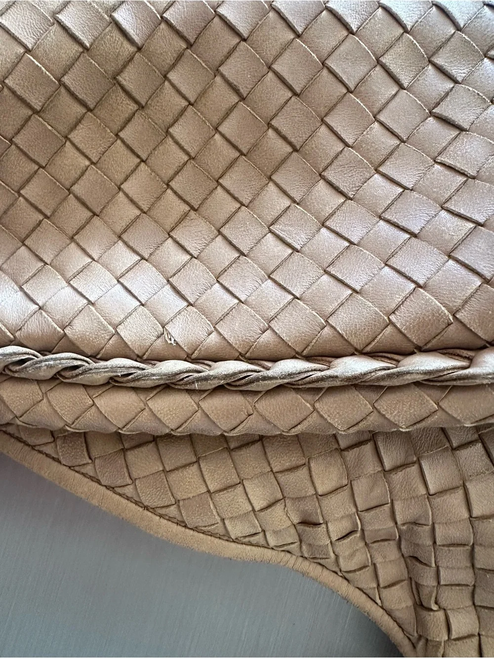 Bottega Veneta Intrecciato Hobo Bag Tan
